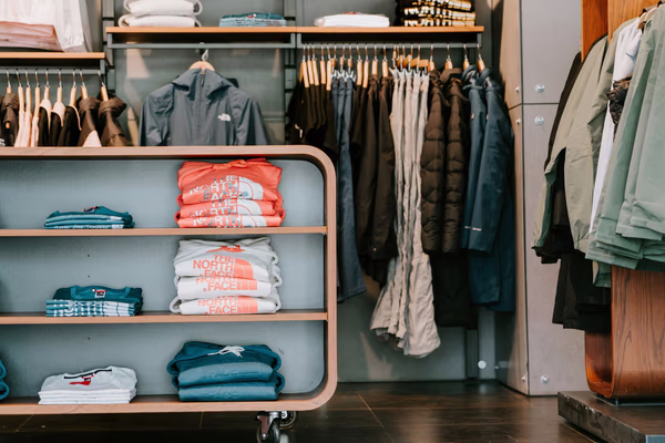 Retail-inspired open wardrobe system with organized casual wear display